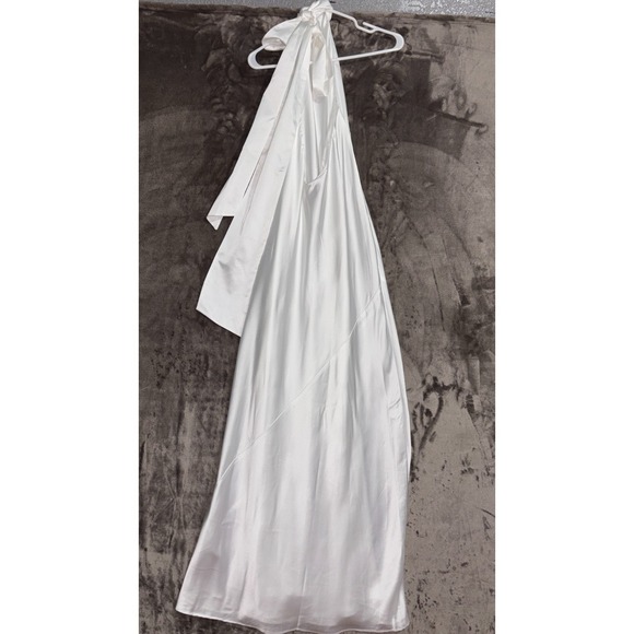 Show Me Your Mumu Lisa Maxi Dress Ivory Satin Halter Bridal Gown Size Small - Picture 10 of 10